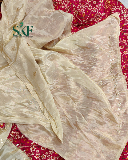 TUSSAR SILK PATOLA PRINT GOTTA HANDWORK BORDER RANI PINK SAREE BY SKFBHOLUBHAI