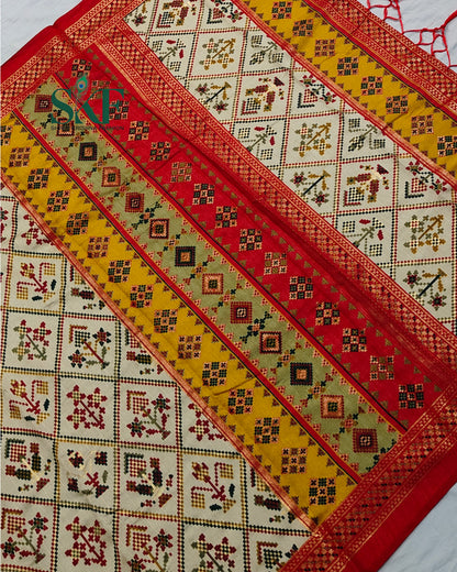MAURA SILK PATOLA FOIL PRINT WEAVING BEIDGE SAREE BY SKFBHOLUBHAI