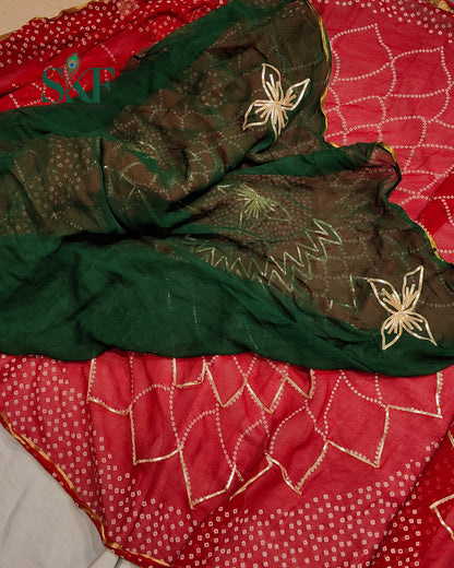 VISCOSS GEORGETTE CHAKRA BHANDHANI KACHAGOTTA  WORK MEHROON SAREE BY SKFBHOLUBHAI