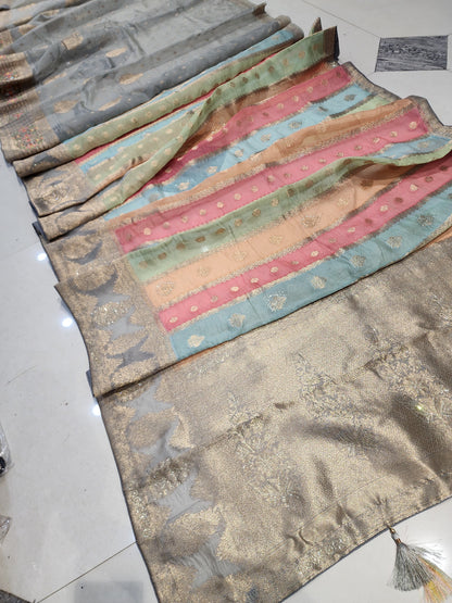 BRIDAL RAINBOW COLOUR AND WEAVING JARI SARVOSKI SAREE BY SKFBHOLUBHAI