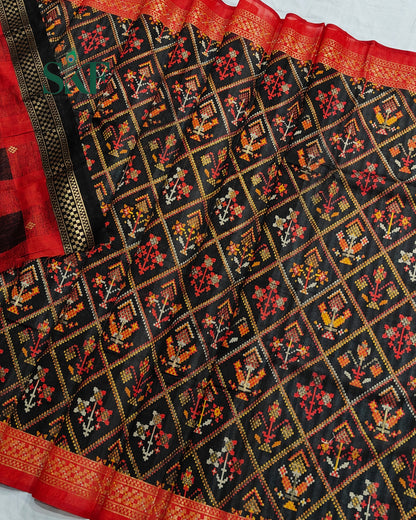 MAURA SILK PATOLA FOIL PRINT WEAVING BLACK SAREE BY SKFBHOLUBHAI