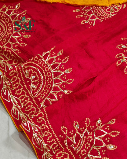 MODAL SILK BHANDHANI KACHAGOTTA WORK RANIPINK SAREE BY SKFBHOLUBHAI