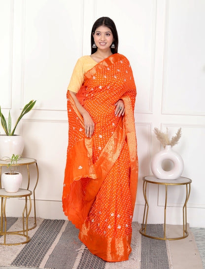 JAIPURI BHANDHANI HO HAND BUTTA SAREE