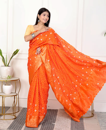 JAIPURI BHANDHANI HO HAND BUTTA SAREE