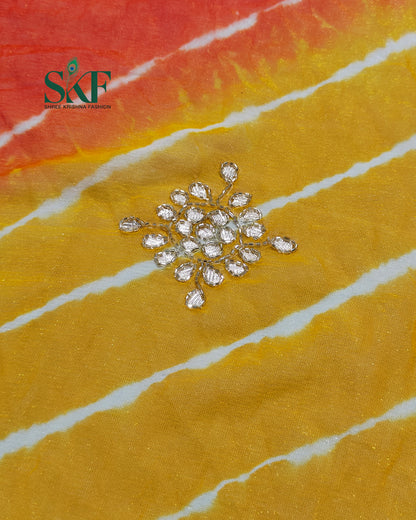 DIAMOND CHIFFON PACHRANGA LEHRIYA GOTTA HANDWORK SAREE BY SKFBHOLUBHAI